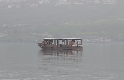 A tourest boat on the Sea of Galilee