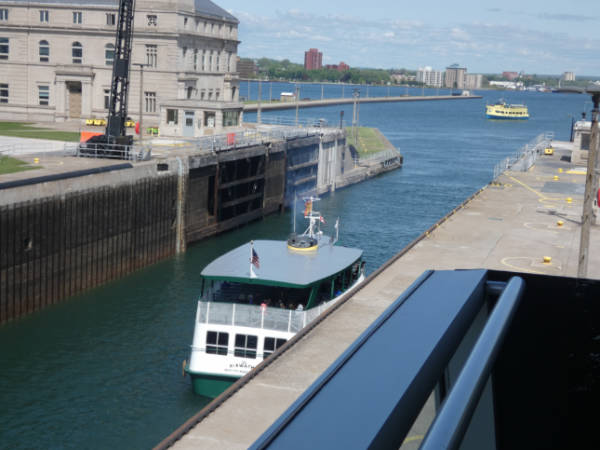 Freighter entering lock