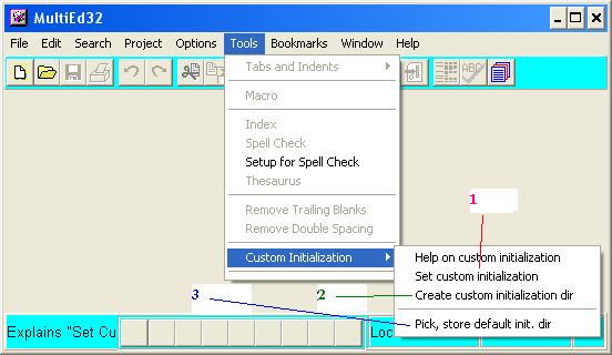 Default Custom Initialization submenu